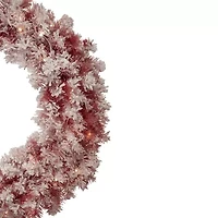 Northlight Flocked Red Artificial 36 Inch Clear Lights Pre-Lit Wreath