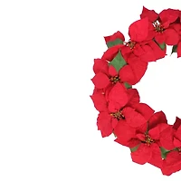Northlight 24" Red Artificial Poinsettia Flower Unlit Wreath