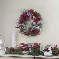 Northlight 52" Houndstooth Bows And Berries Artificial Unlit Swag