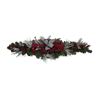 Northlight 52" Houndstooth Bows And Berries Artificial Unlit Swag