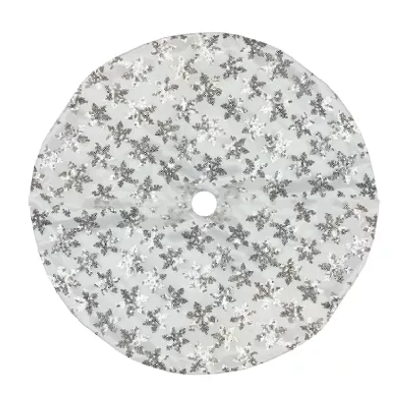 Northlight 20" White And Silver Sequin Snowflake Mini Indoor Tree Skirt