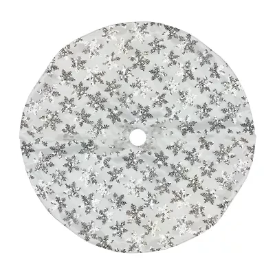 Northlight 20" White And Silver Sequin Snowflake Mini Indoor Tree Skirt