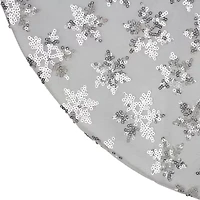 Northlight 20" White And Silver Sequin Snowflake Mini Indoor Tree Skirt