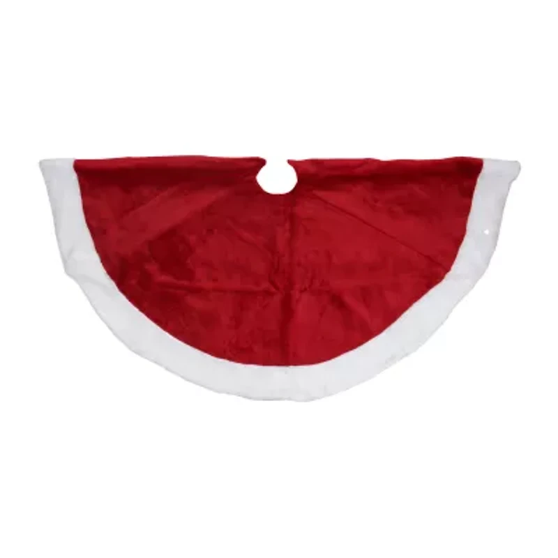 Northlight 48" Red And White Velveteen White Trim Indoor Tree Skirt