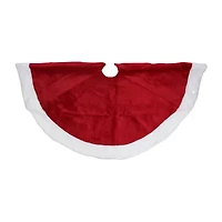 Northlight 48" Red And White Velveteen White Trim Indoor Tree Skirt