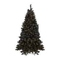 Northlight Black Crystal With Gold Glitter Artificial 7 1/2 Foot Pre-Lit Pine Christmas Tree