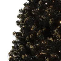 Northlight Black Crystal With Gold Glitter Artificial 7 1/2 Foot Pre-Lit Pine Christmas Tree