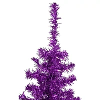 Northlight Purple Tinsel Artificial Clear Lights Purple Wire 4 Foot Pre-Lit Christmas Tree