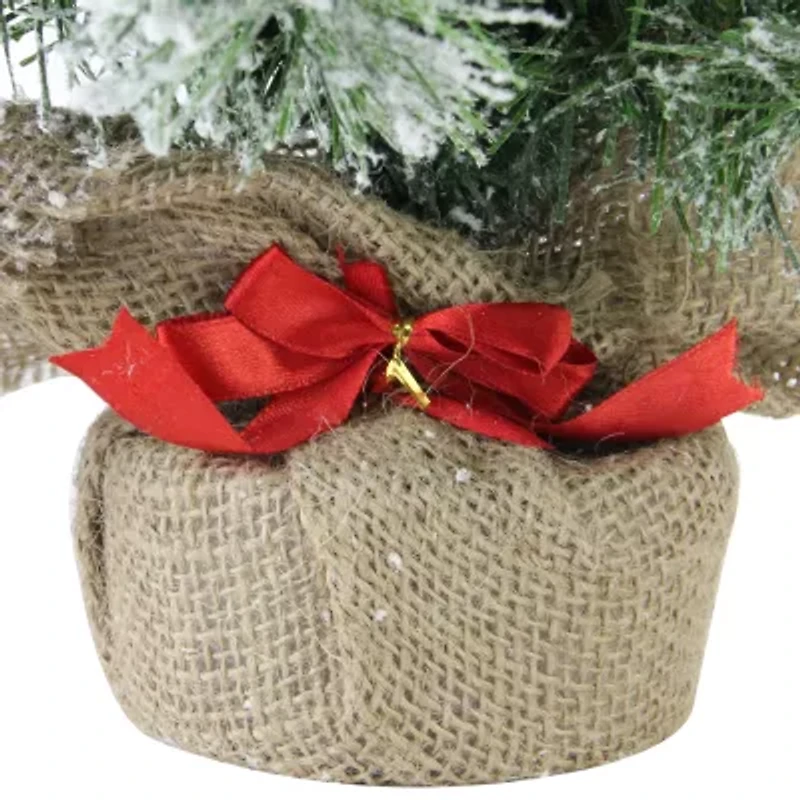 Northlight Medium Artificial Burlap Base Unlit 1 1/2 Feet Flocked Pine Christmas Tree