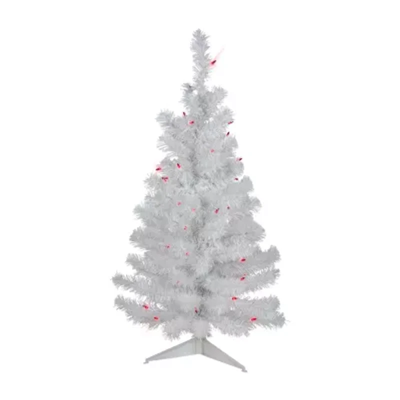 Northlight Slim White Artificial Pink Lights 3 Foot Pre-Lit Pine Christmas Tree