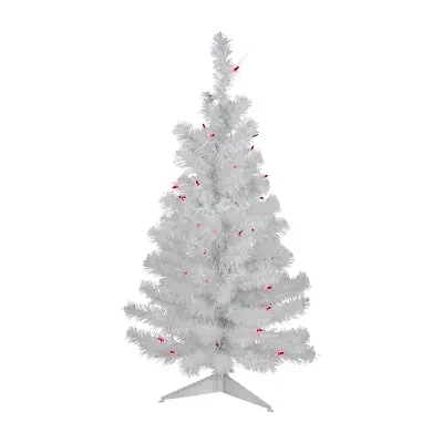 Northlight Slim White Artificial Pink Lights 3 Foot Pre-Lit Pine Christmas Tree