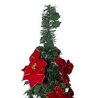 Northlight Slim Pre-Decorated Poinsettia Pop-Up Artificial 6 Foot Pre-Lit Christmas Tree