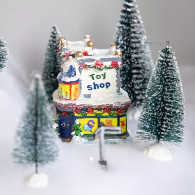 Northlight "4"" Glittered Snowy Toy Shop Building" Christmas Village