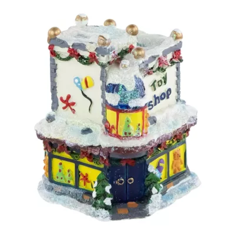 Northlight "4"" Glittered Snowy Toy Shop Building" Christmas Village