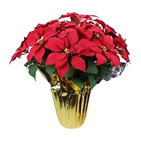 Northlight 28" Red Artificial Poinsettia With Gold Wrapped Pot Christmas Tabletop Decor