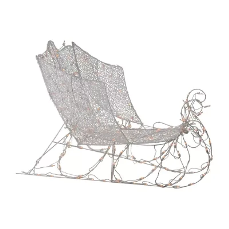 Northlight 48" White Pre-Lit Crystal 3d Sleigh Christmas Yard Art
