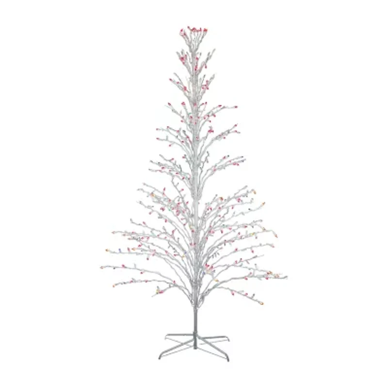 Northlight 6' White Cascade Twig Tree Outdoor Decoration Multi Lights Christmas Yard Art