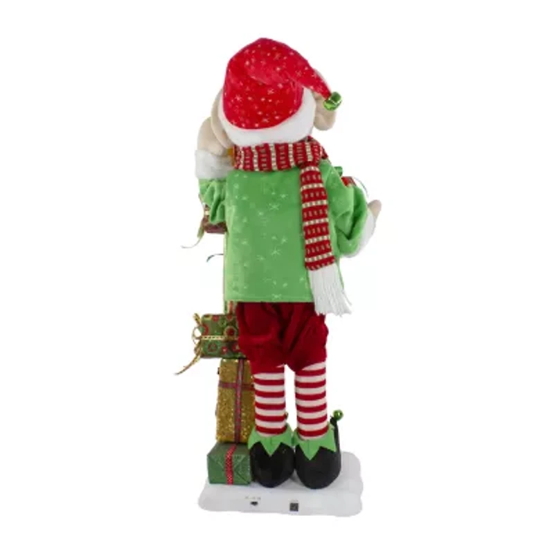 Northlight 30-Inch Little Animated Elf With Star Musical Christmas Santa Figurine
