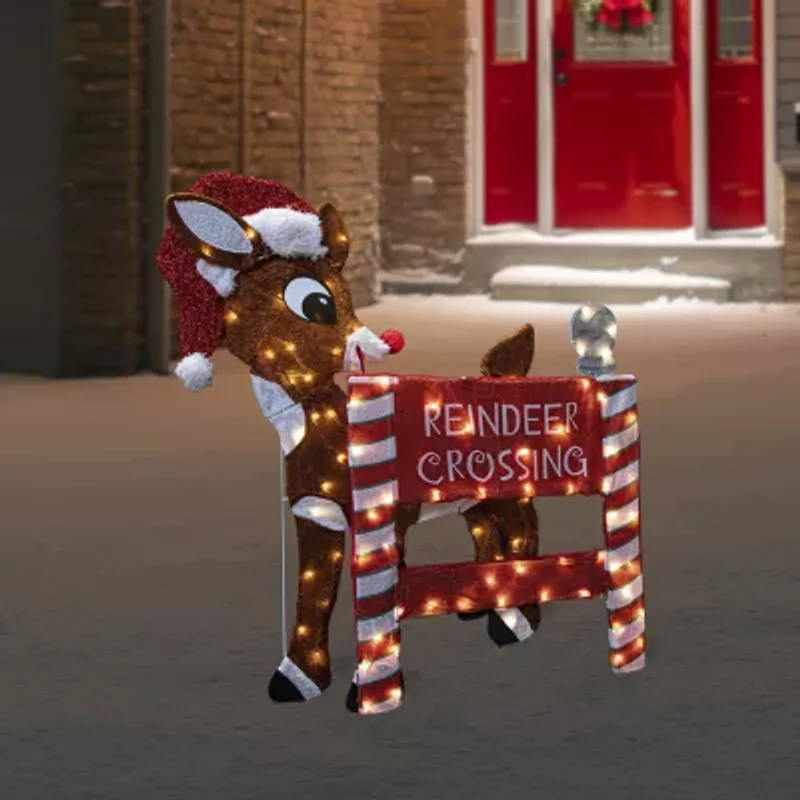 Northlight 36" Led Rudolph Reindeer Crossing Outdoor Sign Christmas Yard Art
