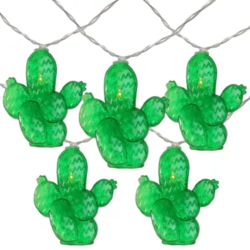 Northlight 10-Count Green Prickly Pear Cactus Led 5.5ft Clear Wire String Lights