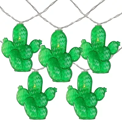 Northlight 10-Count Green Prickly Pear Cactus Led 5.5ft Clear Wire String Lights