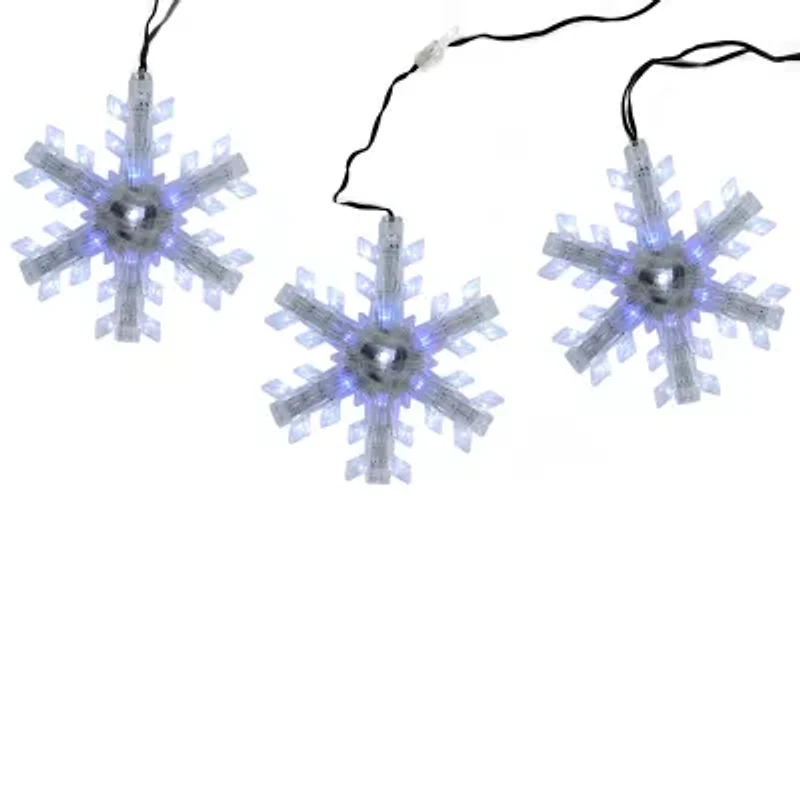 Northlight 25" Cascading White And Blue Snowfall Led Snowflake String Lights