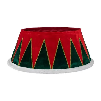 Northlight 25" Red And Green Drum With White Trim Christmas Tree Collar