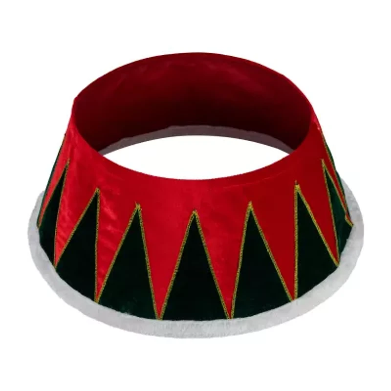 Northlight 25" Red And Green Drum With White Trim Christmas Tree Collar