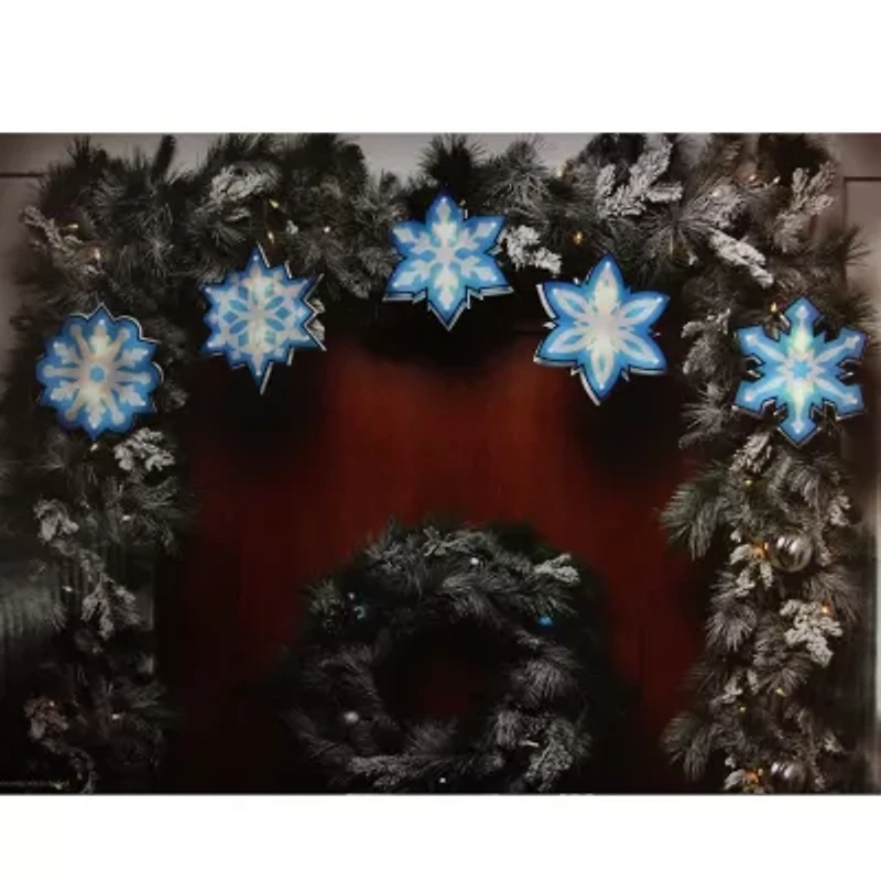 Northlight 10ct Blue And White Snowflake 4.5-Feet White Wire String Lights