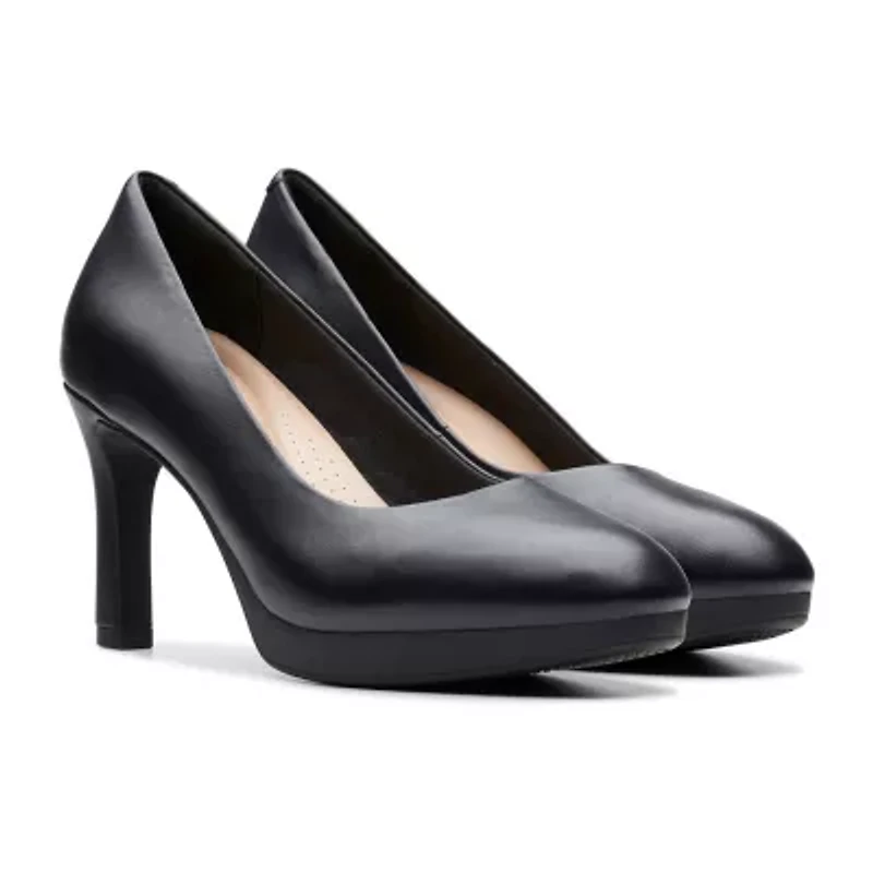 Clarks Ambyr Womens Closed Toe Flared Heel Pumps