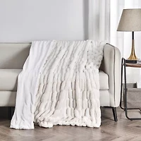 Linery Ruched Faux Fur Washable Reversible Midweight Throw