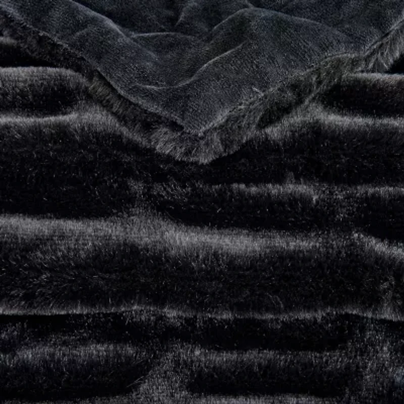 Linery Ruched Faux Fur Washable Reversible Midweight Throw