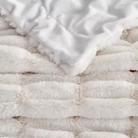 Linery Ruched Faux Fur Washable Reversible Midweight Throw