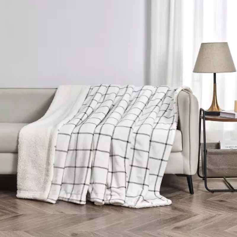 Linery Velvet Plush Fleece Rvrsbl Sherpa Washable Reversible Midweight Throw