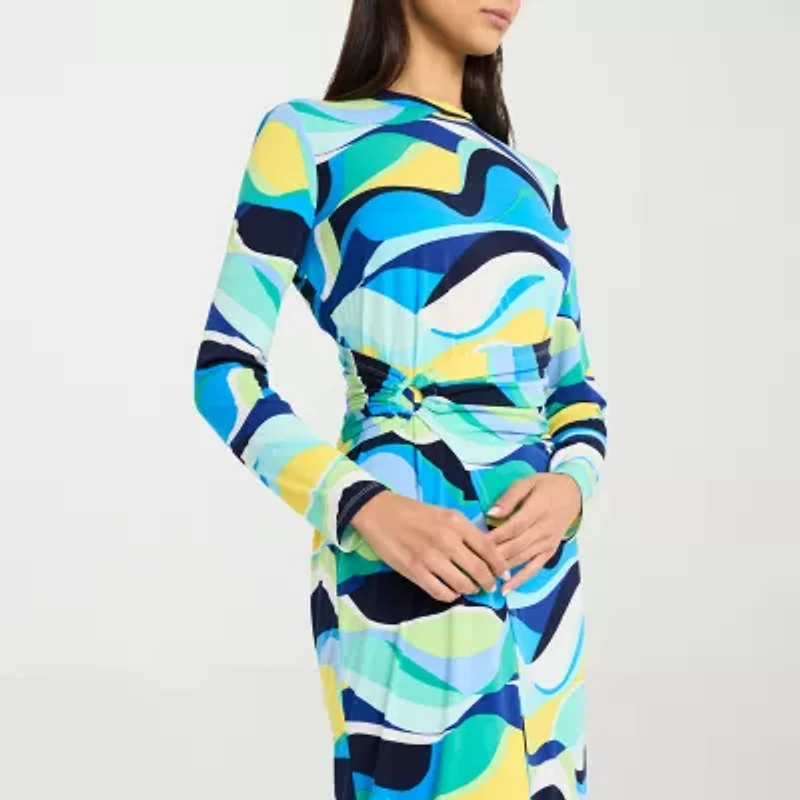 London Style Womens Long Sleeve High-Low Sheath Dress