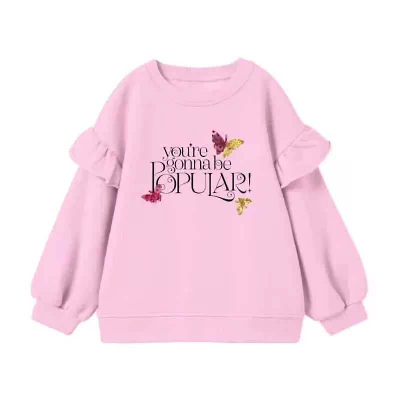 Little & Big Kid Girls Round Neck Long Sleeve Wicked Pullover Sweater
