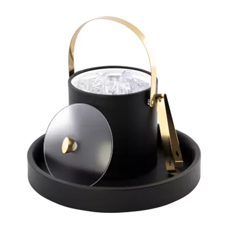 Kraftware Arc 3-pc. Ice Bucket + Tong Gold Trim Set