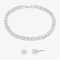 Sparkle Allure Womens Cubic Zirconia Pure Silver Over Brass Round 2-pc. Jewelry Set