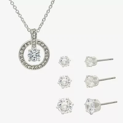 Sparkle Allure Womens Cubic Zirconia Pure Silver Over Brass Round -pc. Jewelry Set