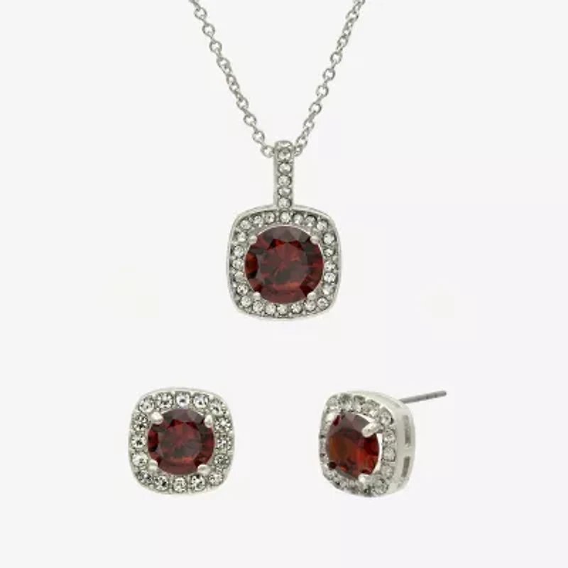 Sparkle Allure Womens Cubic Zirconia Pure Silver Over Brass Square 2-pc. Jewelry Set