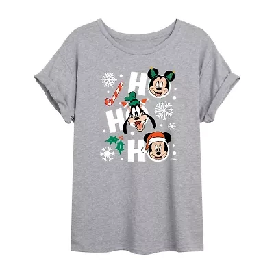 Mickey and Friends Hohoho Tee Womens Crew Neck Short Sleeve Graphic T-Shirt