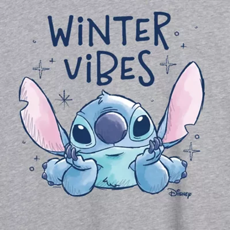 Stitch Winter Vibes Tee Womens Crew Neck Short Sleeve Graphic T-Shirt