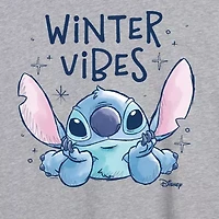Stitch Winter Vibes Tee Womens Crew Neck Short Sleeve Graphic T-Shirt