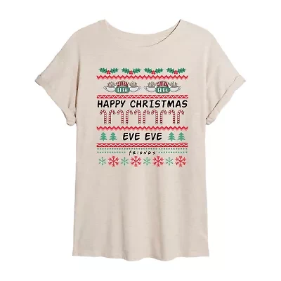 Friends Merry Christmas Eve Tee Womens Crew Neck Short Sleeve Graphic T-Shirt