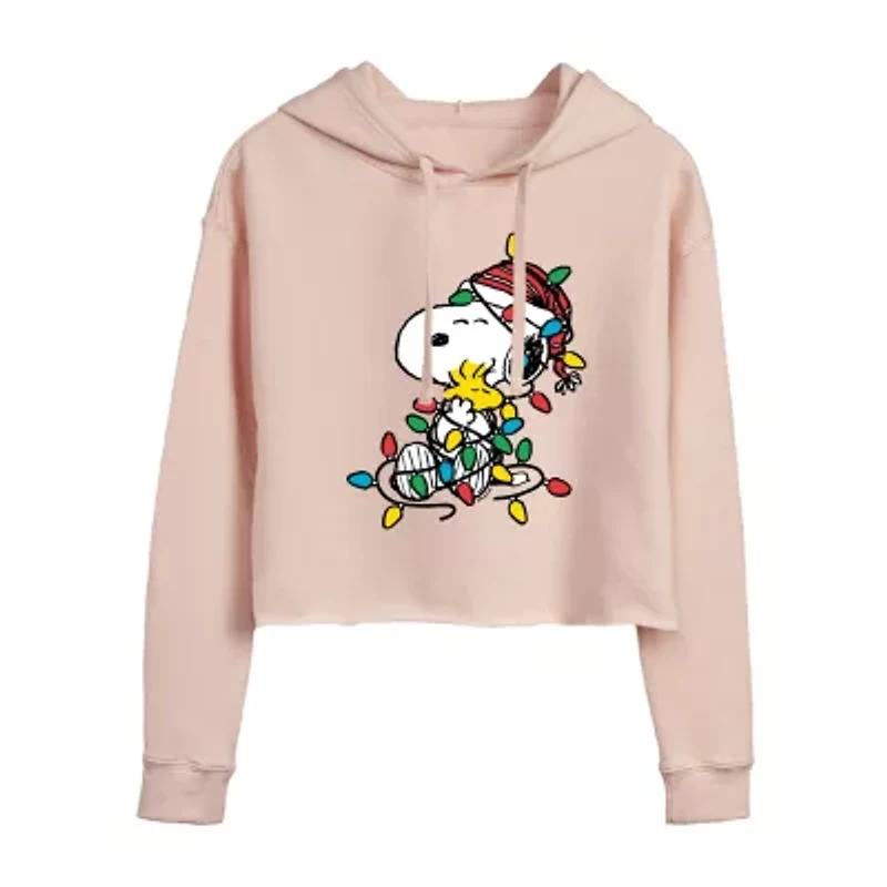 Peanuts Snoopy Light Cropped Hoodie Womens Long Sleeve