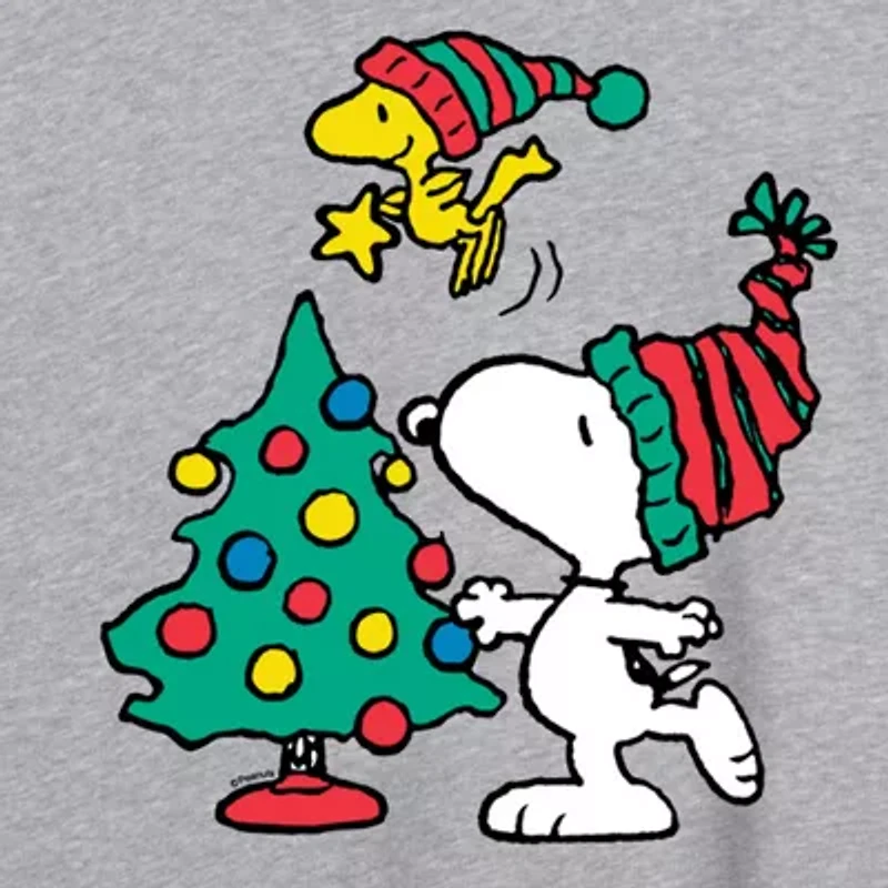 Peanuts Snoopy And Woostock Tree Tee Womens Crew Neck Short Sleeve Graphic T-Shirt