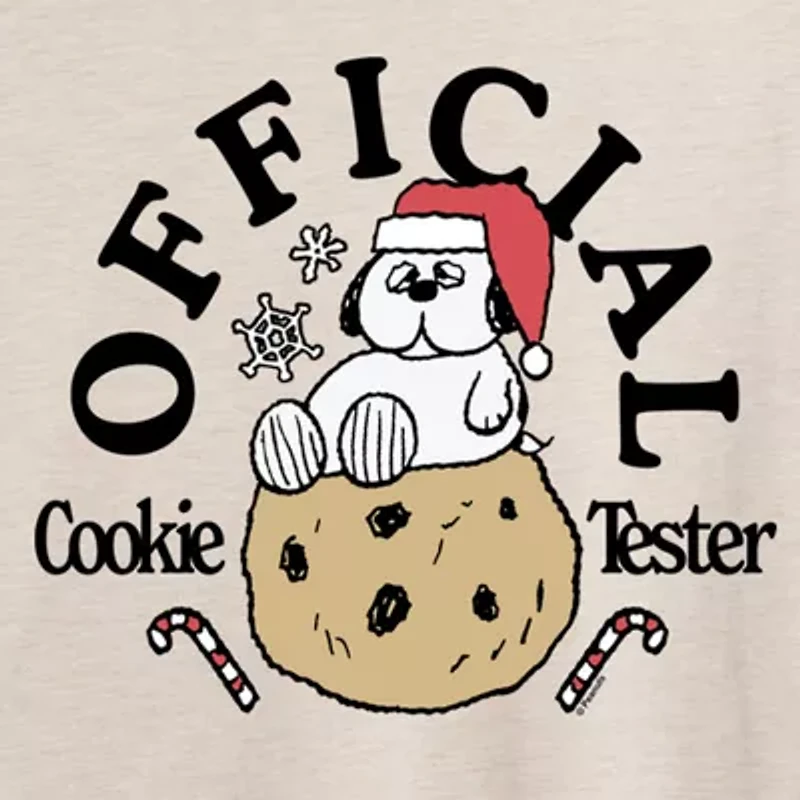 Peanuts Snoopy Offical Cookie Tester Tee Womens Crew Neck Short Sleeve Graphic T-Shirt