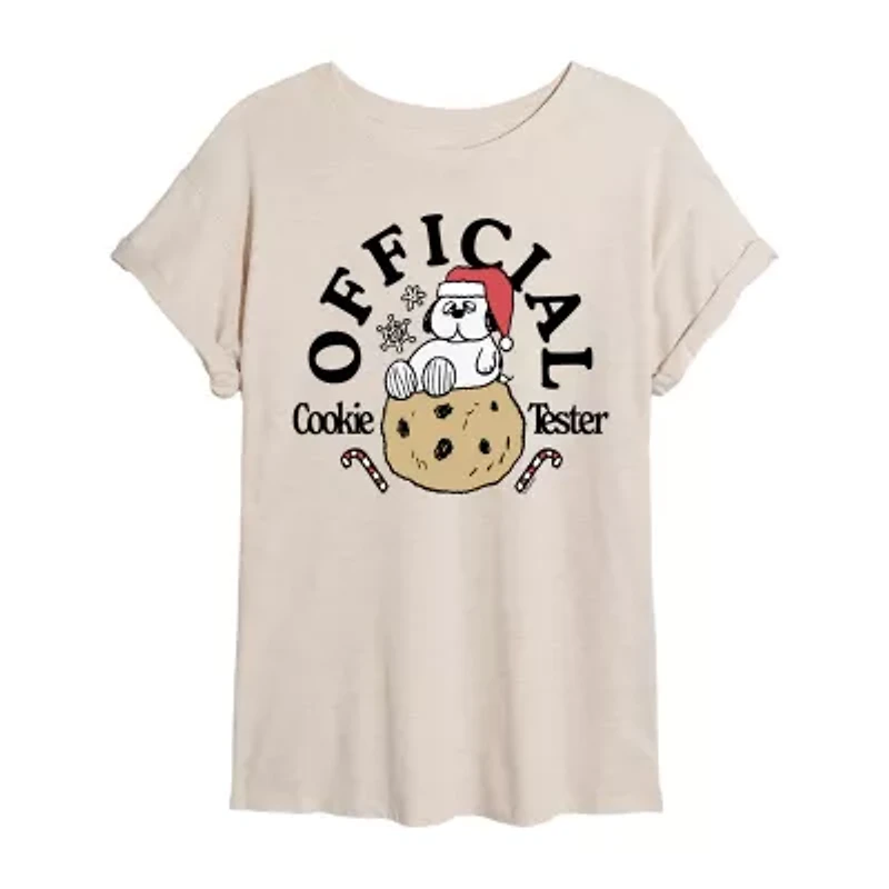 Peanuts Snoopy Offical Cookie Tester Tee Womens Crew Neck Short Sleeve Graphic T-Shirt