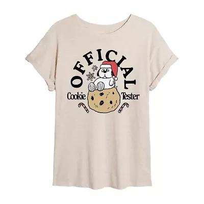 Peanuts Snoopy Offical Cookie Tester Tee Womens Crew Neck Short Sleeve Graphic T-Shirt