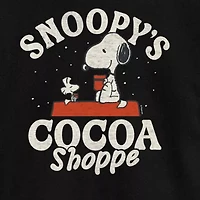 Peanuts Snoopy Cocoa Shoppe Cropped Tee Womens Crew Neck Short Sleeve Graphic T-Shirt
